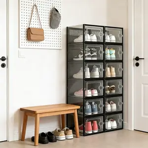 Thickened transparent shoe box, black and white gray color scheme universal storage box for all kinds of shoes