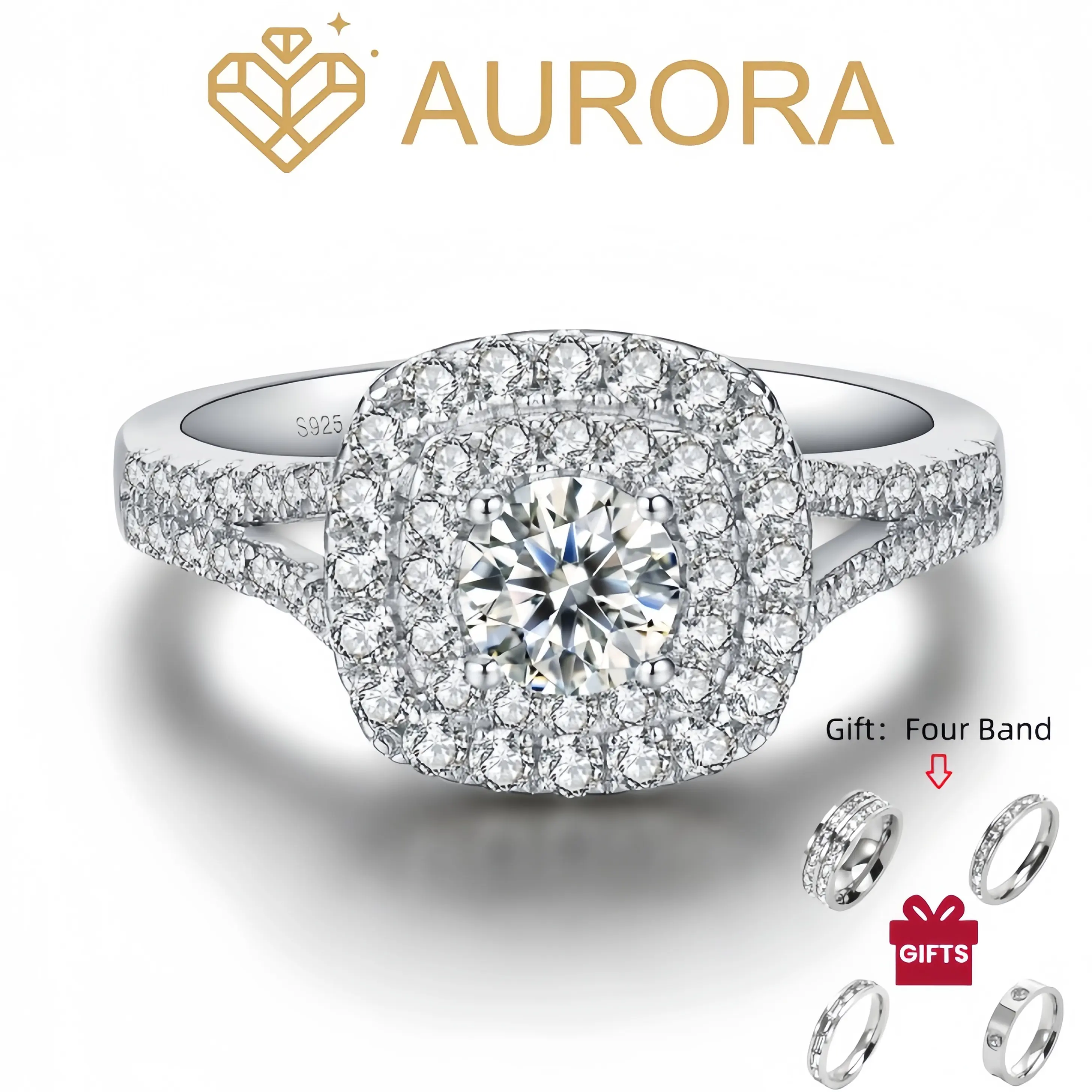 【#24 Halo Princess】Moissanite rings with 925 Sterling Silver 0.5Carat  Anniversary Auspicious Wedding Engagement Jewelry Synthetic Moissanite, Elegant Engagement Ring, Bridal Ring
