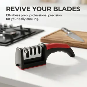 Multifunctional 4-Slot Knife Sharpener Fast Sharpening Tool for Kitchen Knives and Scissors - Effortless Prep Blade Polishing System Essential Kitchen Gadgets for Quick Cooking