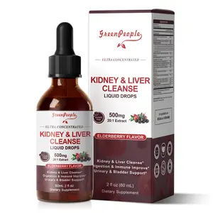 GREENPEOPLE Kidney & Liver Detox – 27-in-1 Cleanse w/ Cranberry Extract & Milk Thistle – Elderberry Flavor, 2oz Liquid Drops