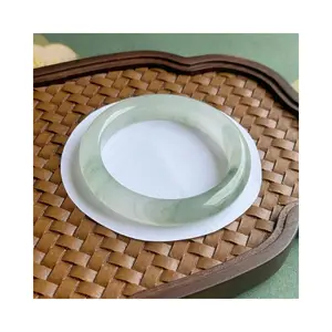 Natural Stone Mine Tianshan Jade Snow Jade Golden Silk Jade Flat Bar Bracelet Accessory Flat Bar Jade Bracelet Moldavite Spiritual Growth Pendant real  jade  stone jade bangles