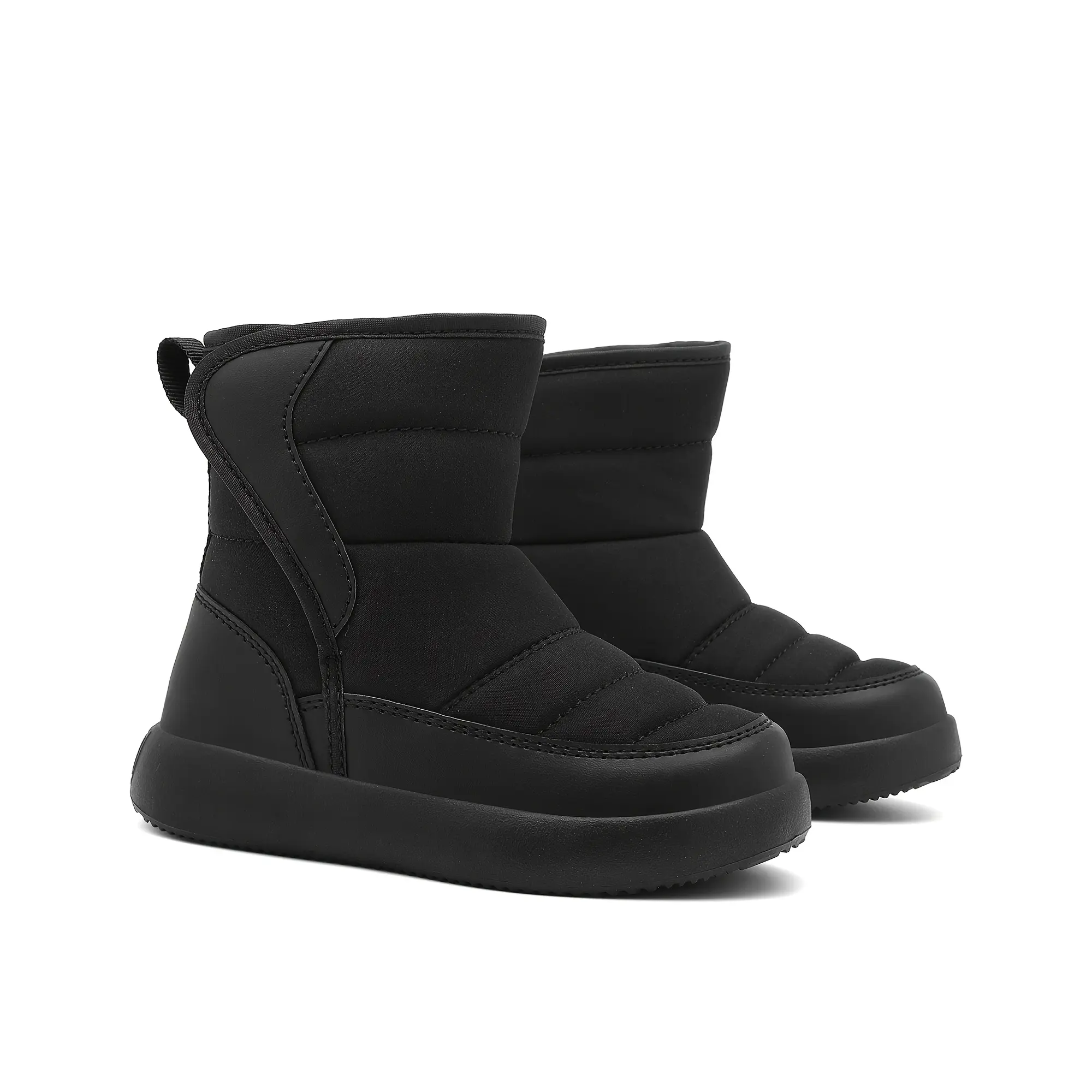 Kids' Heavy-Duty Winter Boots - Thermal Insulated-Ankle Snow Boots with Closure,-Resistant MD Sole - All-Black Cold Weather Boots Boys & Girls (Toddler to Pre-Teen) - Fall & Winter Footwear, Toddler Snow Boots, Simple Solid Design, Plush Lin