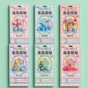 3D Solid Relief Stacking Stickers, Cute Corner Creatures, Cartoon Look DIY Handmade Sticker Toys for Students