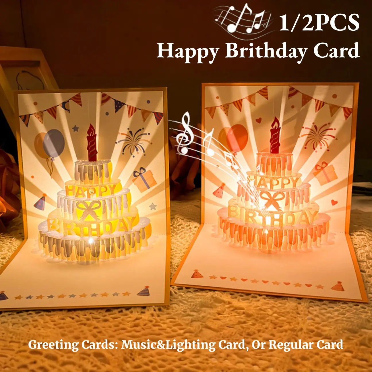 3D Musical Happy Birthday Card for Boyfriend with LED Lights, Pop-Up Greeting Card, Surprise Gift for Loved Ones, Friend Birthdays, Family Birthdays, Surprise Birthday Scene, Pop Up Cards