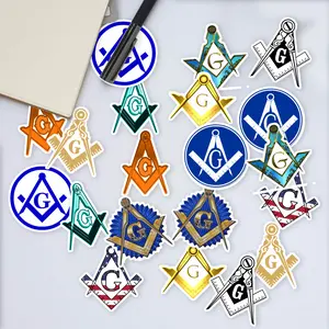 Stickers Pack 20 Pcs Freemason Bottle Guitar Masonic Bumper Car Laptop Lodge Aesthetic Skateboard Waterproof Colorful Bike Vinyl Water Luggage