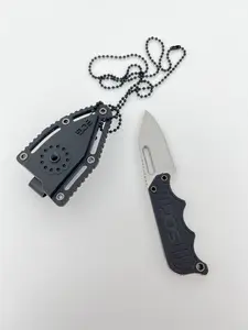 Mini pocket fixed blade knife, with ABS plastic sheath and chain for neck hanging, multifunctional EDC tool, Tactical knives survival tool, men's holiday gift
