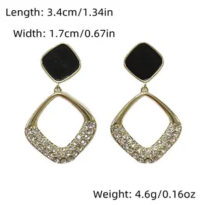 Vintage Oil Drop Square Shape Faux Gemstone Drop Dangle Earrings Female Ear Accessories y2k girly emo men toe rings engagement wedding duck hunter nose spicy bracelet jade money Exaggerated Skeleton Hand couple magnetic heart charm bracelet gold knot