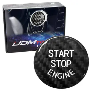 iJDMTOY Gloss Black Real Carbon Fiber Keyless Engine Start/Stop Push Start Button Cover For BMW 1 2 3 4 5 7 Series, X1 X3 X4 X5 X6, etc