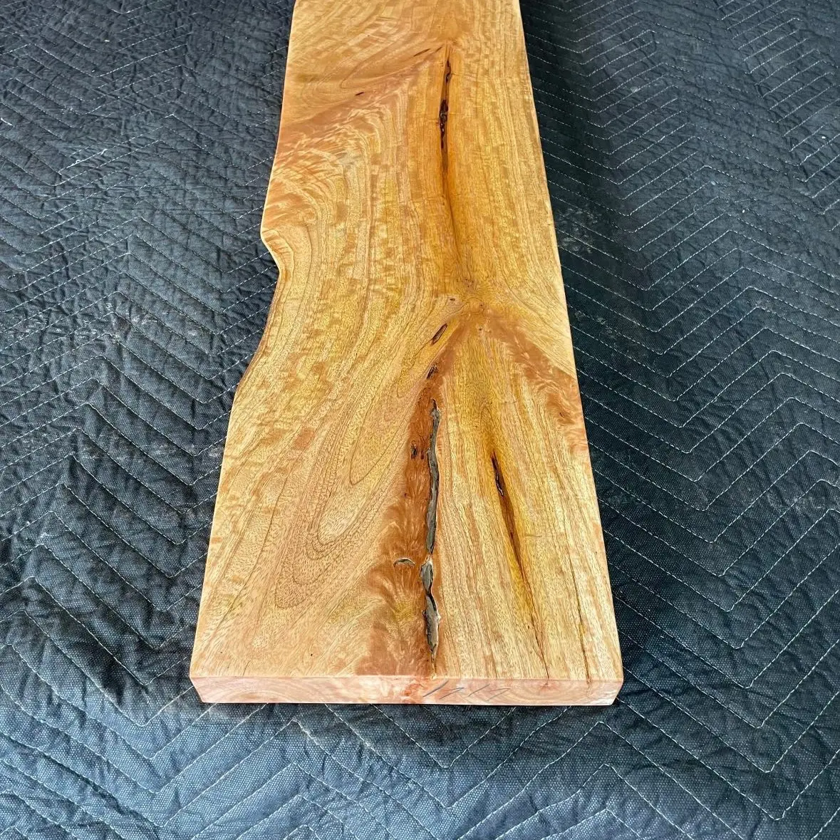 Raw Mango! Exotic Hardwoods for DIY projects. 3 sides flush, one side live edge. Perfect for a shelf or entryway!44”L x 9-10”W at 1.5” Thick