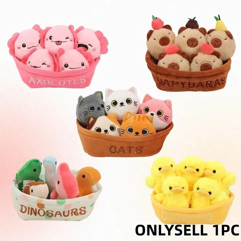 Emotion Support Anxiety Relief Stuffed Animal Plush Toy, 6 Counts Cute Animal Plush Toy, Birthday Gifts, Cuddly Stuffed Animal, Soft Stuffed Animal, Soft Huggable, Kawaii Stuffed Animals, Stuffed Animal Set, Soft Adorable Stuffed