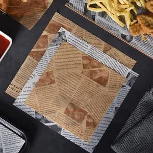 Vintage Newspaper Greaseproof Paper 11.8" X 11.8", 100 Sheets, Food Wrapping Paper for Burgers, Sandwiches, Baking, Cooking, Picnics & Parties