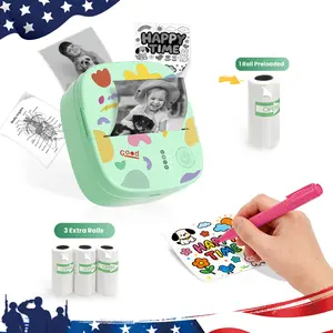 [Memorial Day Sale] XenGro Mini Printer Bluetooth included 3 Roll label Thermal Pocket Printer,Inkless Small printer B&W Printing Only for Photos, Study Notes, Lists,Memos, Journals Printing Machine Sticky Label, Birthday Gifts for Kids Green