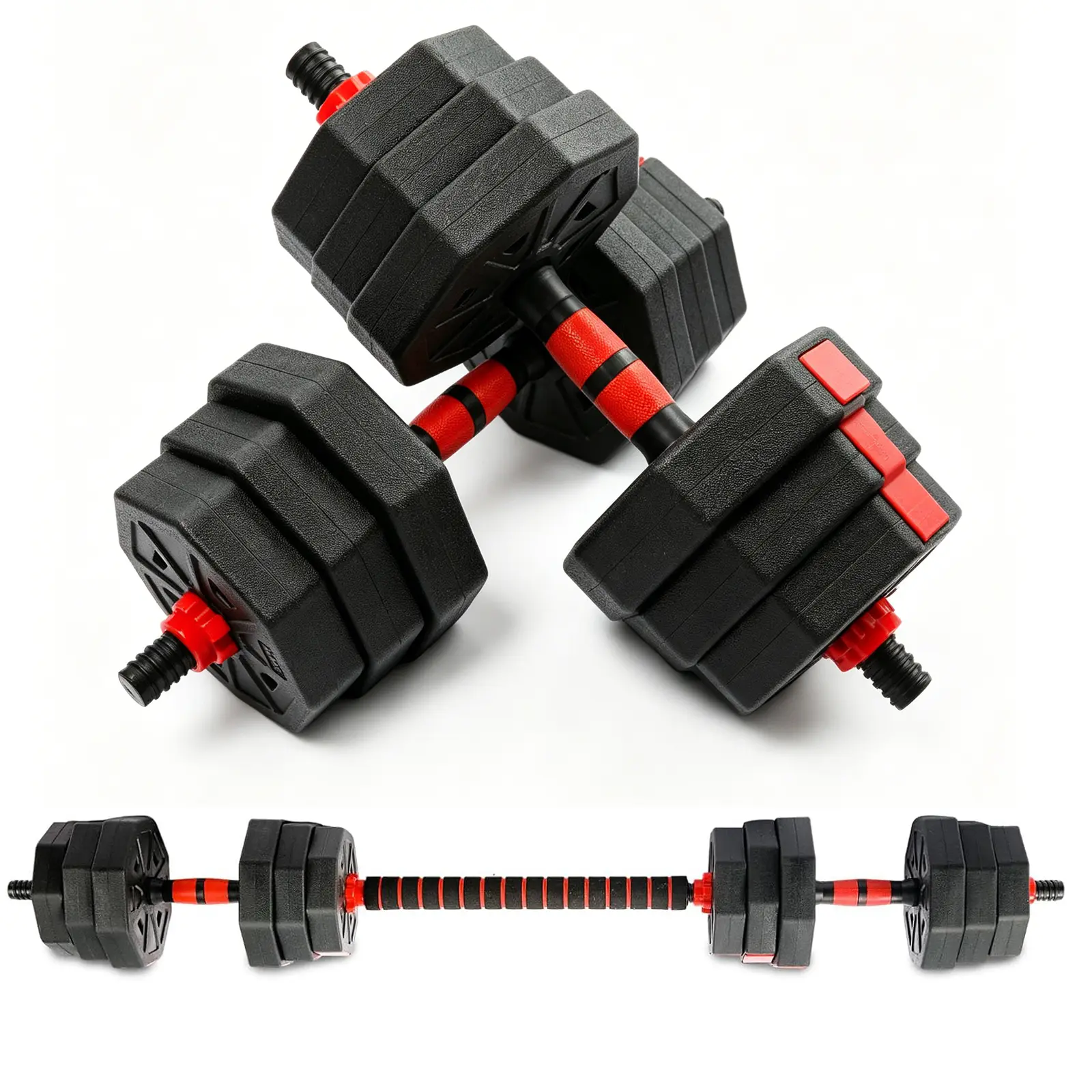 44LBS Adjustable-Dumbbells-Sets,Free Weights-Dumbbells Set of 2 Convertible To Barbell A Pair of Lightweight for Home Gym,Women and Men Equipment