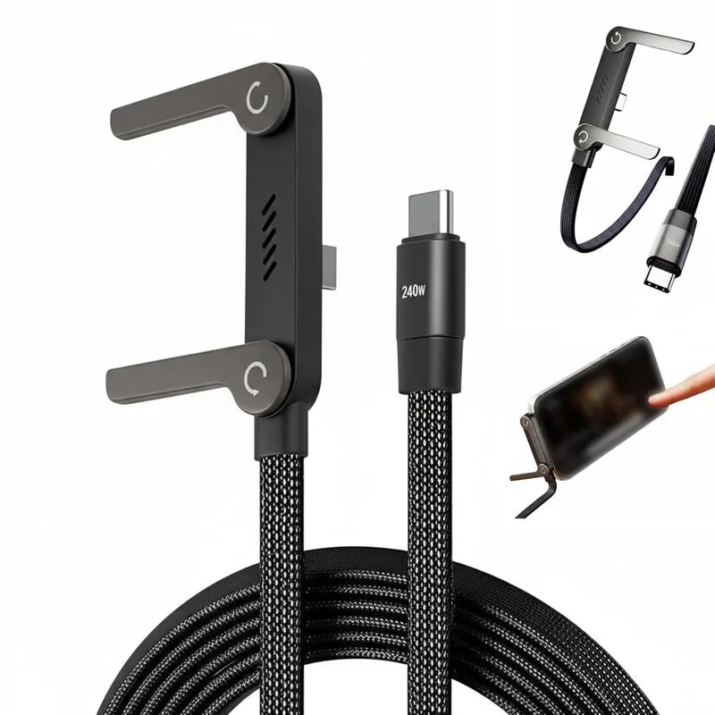 240W Fast Charging Cable with Invisible Foldable Stand – Type-C Gaming Cord