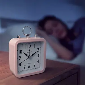 Ultra Small Battery Operated Travel Alarm Clock – Silent Non-Ticking with Snooze & Light, Retro Bedside Clock for Bedroom
