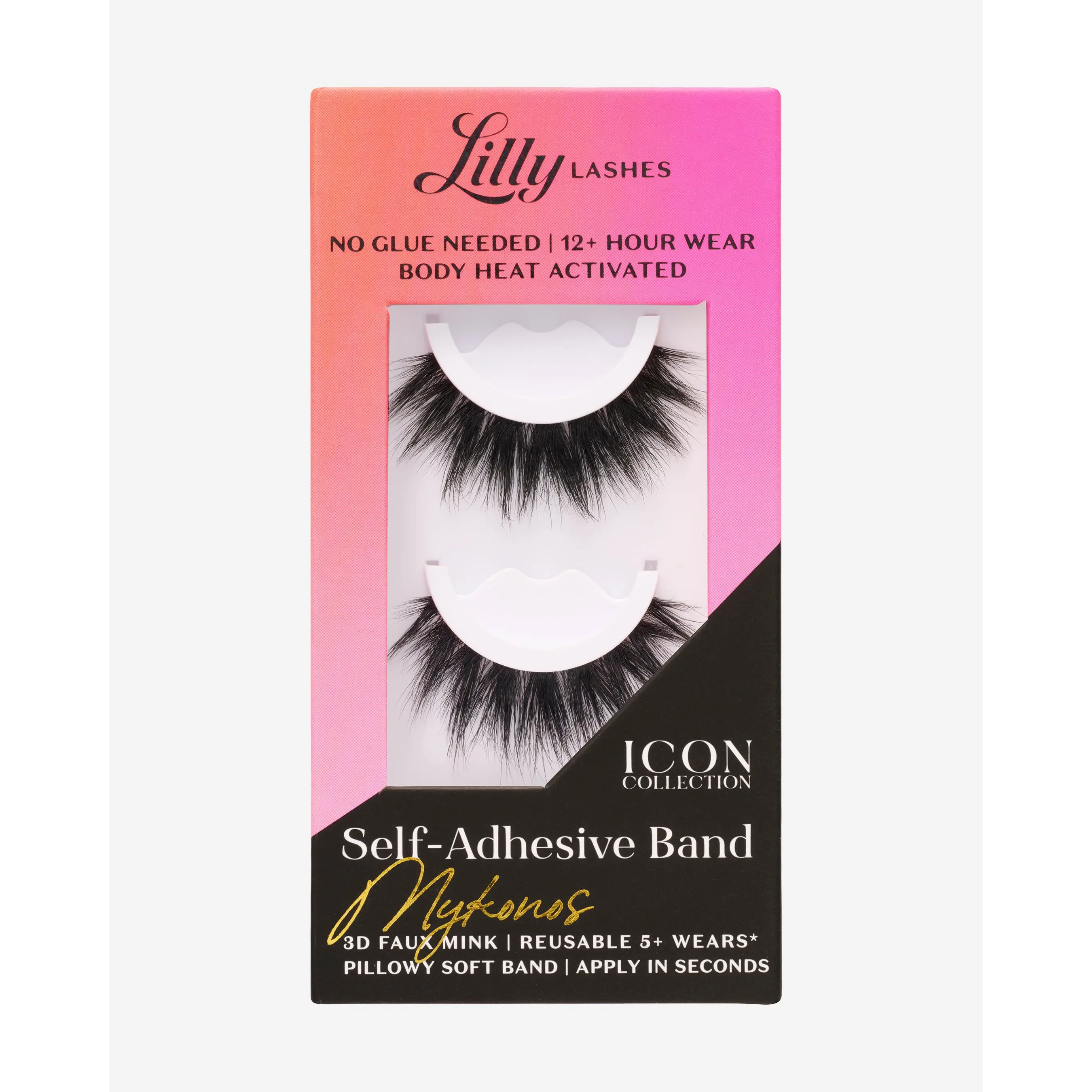 Self-Adhesive Eyelashes Mykonos | Lilly Lashes 3D Faux Mink | No Glue Needed, Body Heat Activated Self-Adhesive Eyelashes Mykonos | Lilly Lashes 3D Faux Mink | No Glue Needed, Body Heat Activated