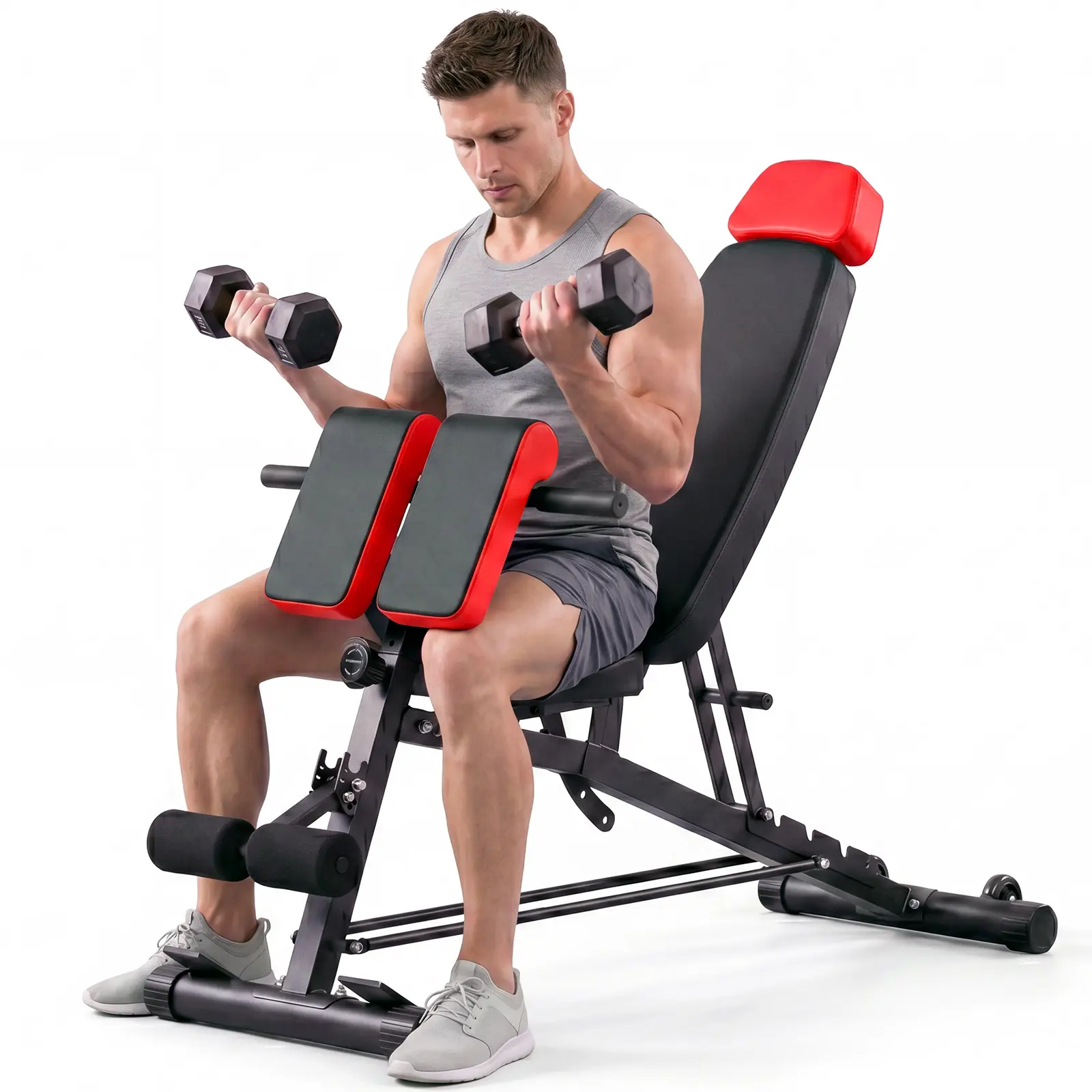 Sweetcrispy Unisex Heavy-Duty Foldable Full-Body Workout Bench - Compact Fold, Multi-Angle, Steel Frame, Comfortable & Durable Padding, Home Gym Strength Training Equipment for Dumbbell, Core, Arms, Back, Body Weights Workouts