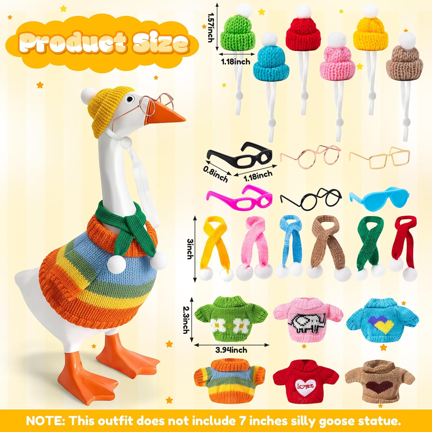 6 Set 7 Inch Desktop Goose Doll Outfits Mini Goose Statue Knitted Sweater and Hat Sets for Magnetic Goose Key Holder Cute Desktop Goose Home Decor Perfect Housewarming Gift