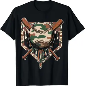 Baseball Drip Youth T-Shirt/sweater/hoodie – Cool Ice Cream Dripping Baseball Graphic Camo Tee