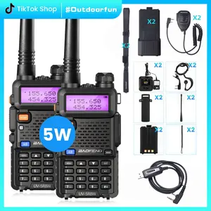 Baofeng UV-5R Walkie Talkie Long Range Two Way Radio – Upgraded Foldable Antenna, USB-C Charging, Durable Handheld Ham Radio for Adults, Survival Gear, Outdoor, Hiking, Emergency (2024 Wireless Gadget)