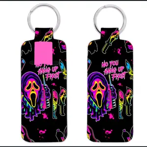 Neon Ghostface Chapstick Holder Keychain - Compact Lightweight Design for Easy Access - Perfect for Keys Backpack or Purse - Ideal for Daily Use