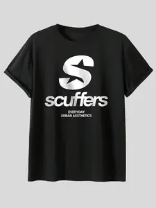 Scuffers Daily Urban Aesthetic Print T-Shirt, Casual Short Sleeve, Street Style & Home Wear, Fitted Long Clothing
