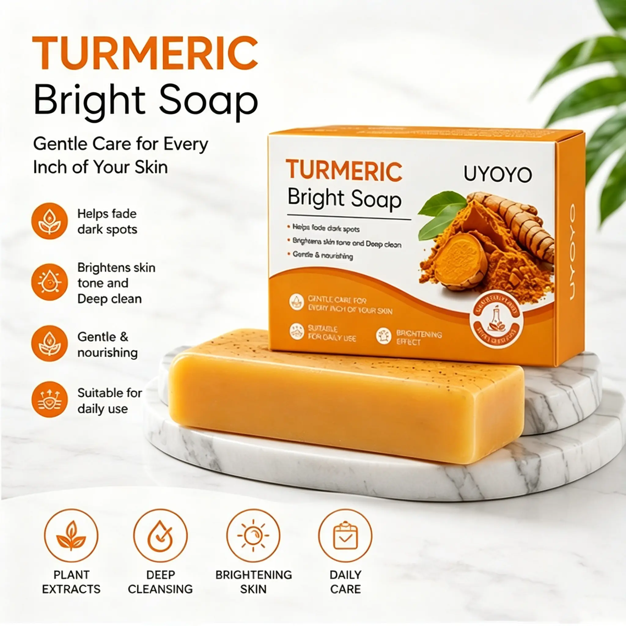 Turmeric Kojic Acid Soap Bar, for the Look of Dark Spots on Underarms, Elbows & Knees, Deep Cleansing Moisturizing Brightening Body Cleansing Bar for Women and Men, face soap