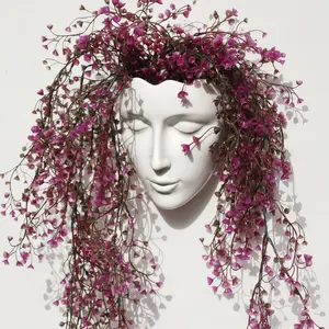 Ceramic Face Vase Wall Hanging Planter, Modern Human Head Shaped Flower Pot with Drainage Hole, Female Form Succulent Planter, Home Decor Pots, for Indoor Home Decor, Office, or Patio, Housewarming Gift for Art & Plant Lovers, Wall Plant Holder