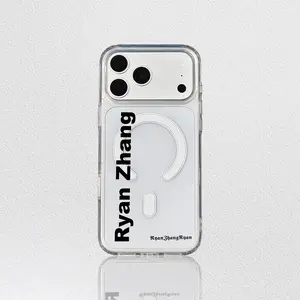 MagSafe iPhone Case for iPhone 13 14 15 16 17 Pro Max Clear Shockproof Personalized Phone Cover Minimalist Typography Aesthetic Case  ZZR052 junk