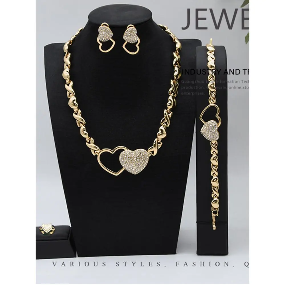 18k Layered real gold filled xo double hearts bracelet #     1