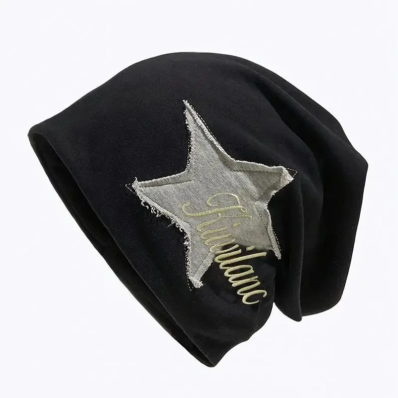 Sporty Chic Beanie with Star & Script Embroidery, Lightweight Stretchy Design for Men & Women, 1 Size for Casual Wear, Fashionable, Clothes, Men's Accessories, Female, Romantic, Valentine Gift Idea, Unisex Gift Pick, Fashion Star Embroidered, Perfect Gift