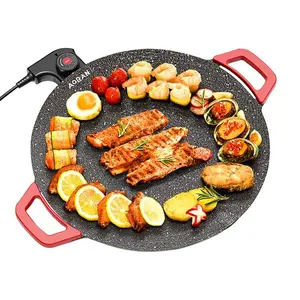 Non-stick baking pan, 11-15.74 inch size, multi-functional Korean-style baking pan, smokeless portable baking pan, adjustable temperature.