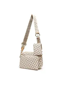 Women's Fashionable Geometric Pattern Crossbody Bag & Compact Coin Purse & Wallet Set, Casual Versatile Shoulder Bag Set for Daily Used, Fashionable Patterned Bag