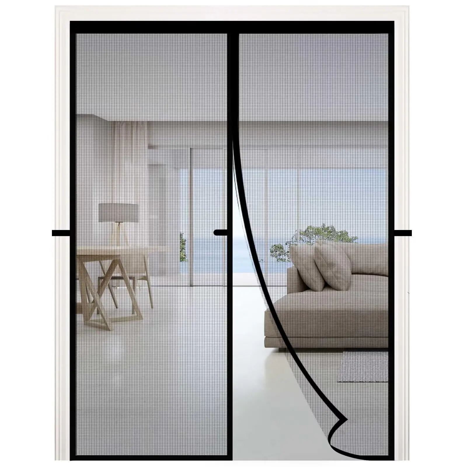 Magnetic Screen Door,Self-sealing Mesh Partition,Fit Door Size 32"x80"/36"x80"/36"x96"Easy Install Screen Doors,Mesh Mosquito Door Curtai for Home Living Room Hotel
