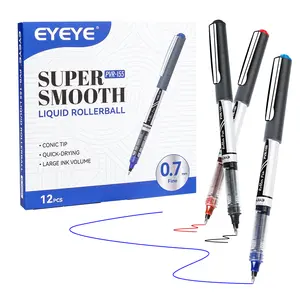 EYEYE PVR155 Quick-Drying Rollerball Pen Set - 12-Pack, 0.5-1.0mm Black Ink, Smooth Writing, Comfortable Grip, Inspirational Metal Body, Office & School Supplies, Gifting Option for Parents