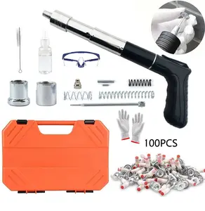 Manual Mini Steel Nail Gun 5 Gears Power Adjustable Wall Nail Guns for Ceiling，Manual Steel Nails Gun Tool, Concrete Nail Gun, Mini Portable Nail Shooting Machine with 100 Nails (Nail Gun Set), dealsforyoudays