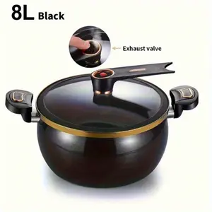 8.5L Large Nonstick Stockpot - Works with Induction & Gas Cooktops, Transparent Lid with Exhaust Valve, Easy to Clean