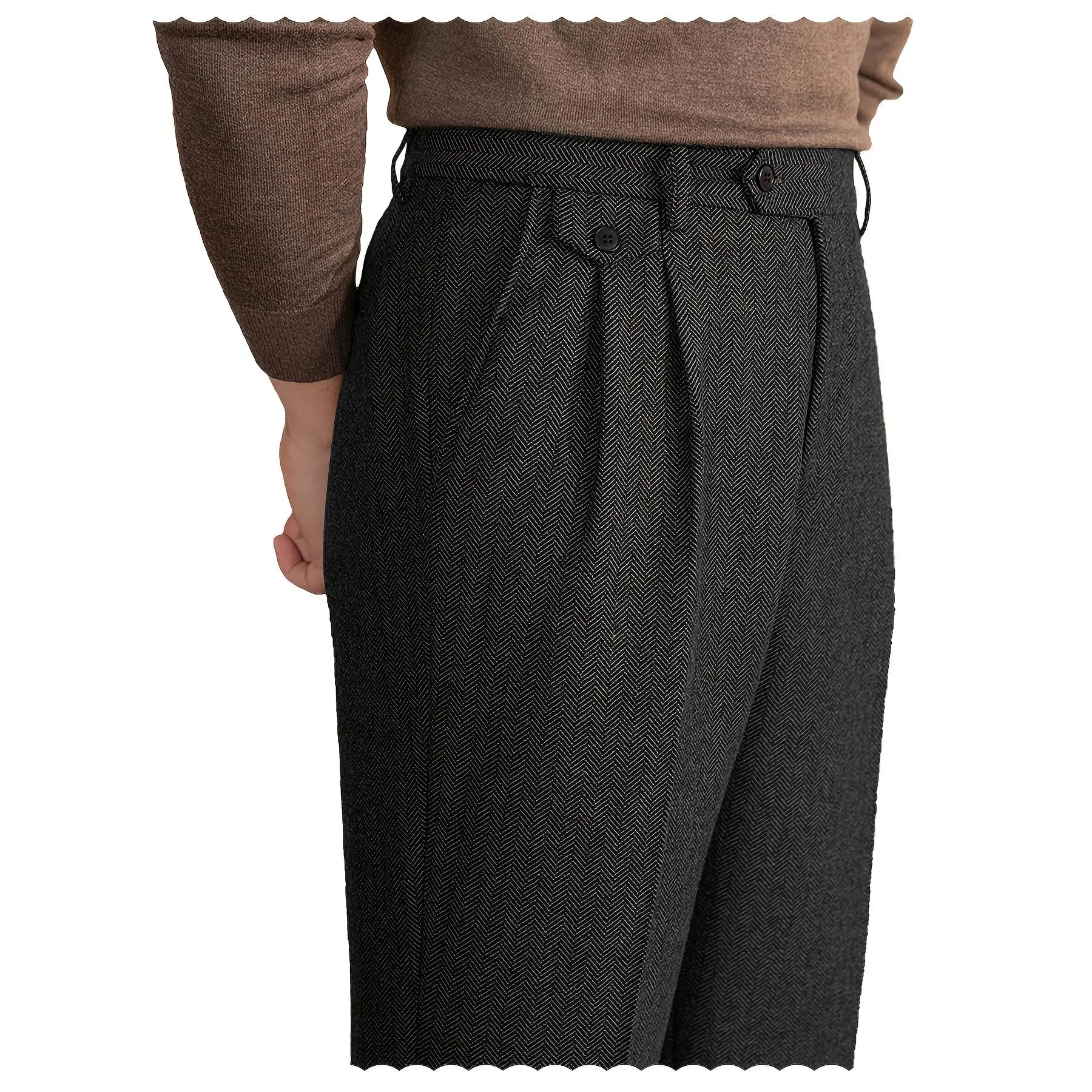 Mens Pants Tweed Herringbone Vintage Dress Pant Trousers Regular Fit Suit Pants for Men