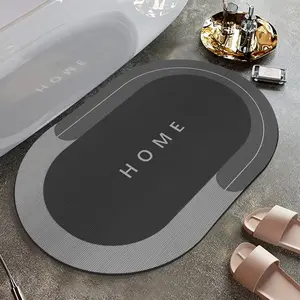 Oval Non-Slip Absorbent Crystal Velvet Floor Mat (Dark Gray / 40x60cm) | Crystal Velvet Fabric: Absorbent & Quick-Drying | Non-Slip Base: Stable & Stays in Place | Versatile Use: Ideal for Bathrooms, Kitchens, and Bedroom Entrances