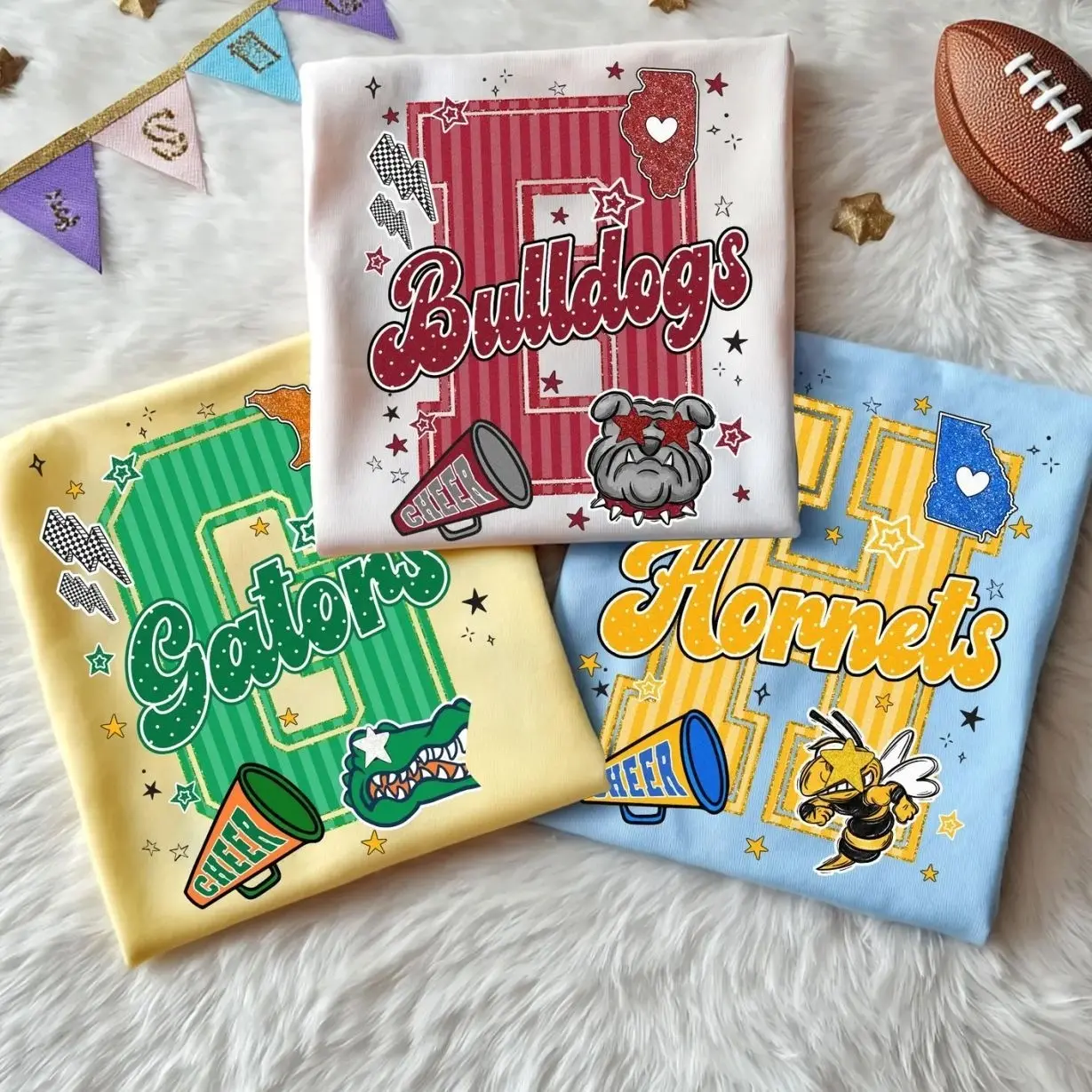 Custom Mascot Cheer Shirt, Bulldogs Gators Hornets Team Tee, Game Day Spirit Top