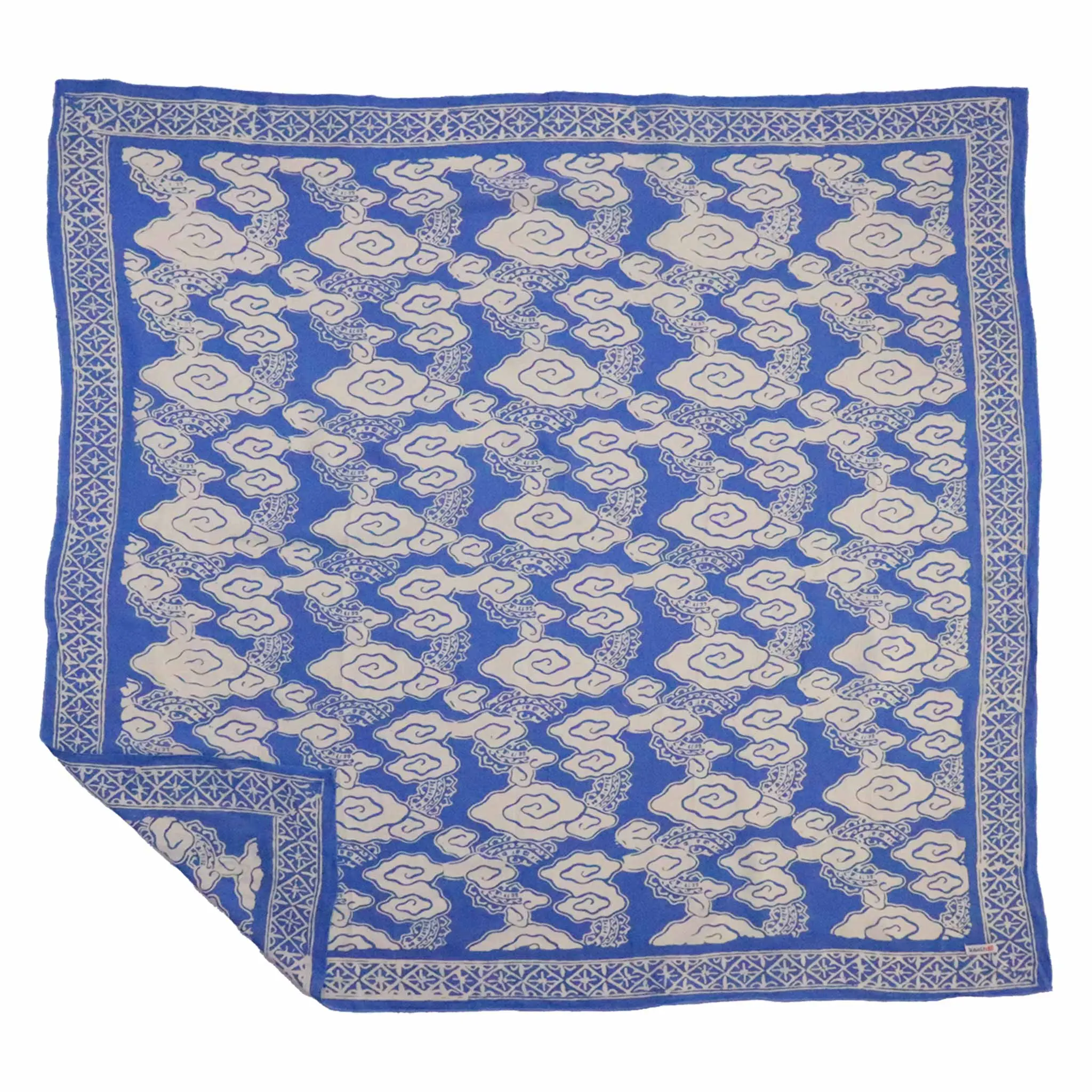 Large 39" Hand Dyed Batik Bandana, 100% Soft Cotton , Pewter Sky