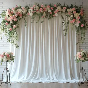 10x10FT White Backdrop Curtains for Wedding Parties, Wrinkle Free Photo Backdrop Curtains for Wedding Birthday Baby Shower, Drape with Rod Pockets 5ft x 10ft, 2 Panels