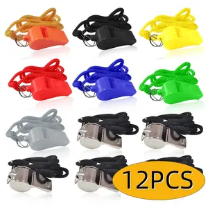 12-Pack Sports Whistles with Black Lanyards | Loud & Clear Sound for Coaches, Referees, Gym Teachers & Emergency Use Outdoor
