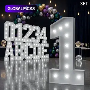 Light-Up Number & Letter (1 Set), Battery-Powered Light-Up Numbers, Giant Numbers for Birthday, Anniversary & Graduation Party Decorations, Party LED Lights, Led Lighted, Battery Powered Ornament #GLOBAL PICKS