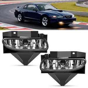 Nilight Fog Lights Assembly, Direct Fit OEM Housing Pair Set for 1999-2004 Ford Mustang, Penetrating Light Plug-and-Play Lamp Replacement with Clear Lens (Driver & Passenger Side)