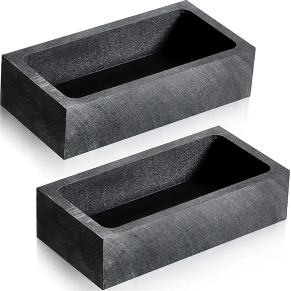 2-Piece Graphite Ingot Crucible Casting Mold for Gold, Silver, Aluminum, Copper, Brass Melting & Refining (4x2x1 in)