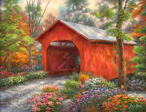 Diamond Art ClubRed Covered Bridge Diamond Painting Kit