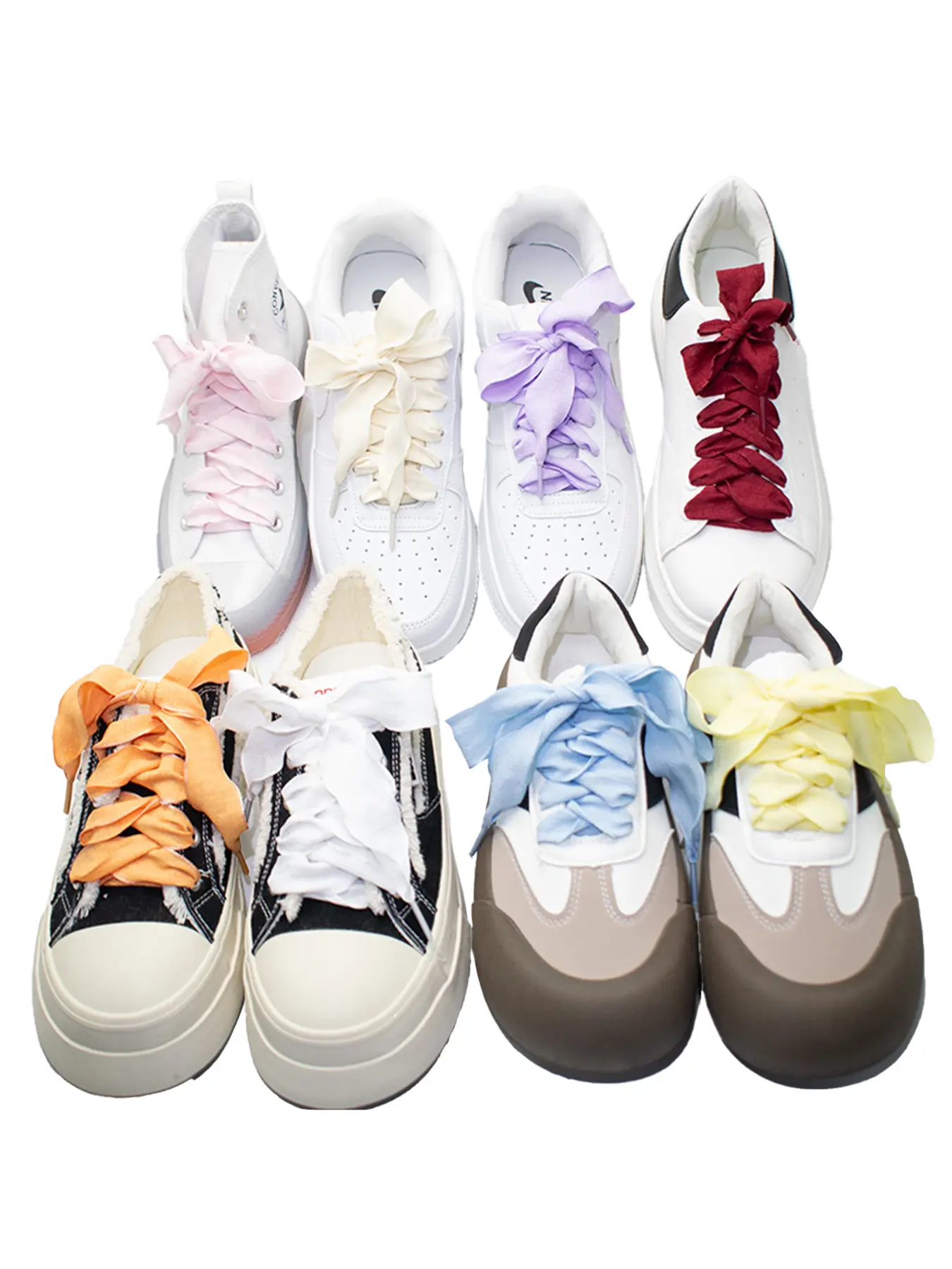 4cm Wide Fish Tail Pleated Shoelaces, Footwear Lace, Ethnic Pattern, Elegant Style, Single Layer, Multiple Colors Available, All Seasons