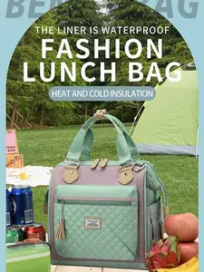 Lunch Bag for Women, Leakproof & Insulated Work Lunch Box Tote, Reusable Adult Cooler Bag with Water Bottle Side Pocket & Removable Shoulder Strap