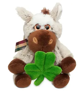DOLLIBU Floppy Donkey Stuffed Toy - Super Soft Polyester Plush, Adorned with Shamrock Charm Accents